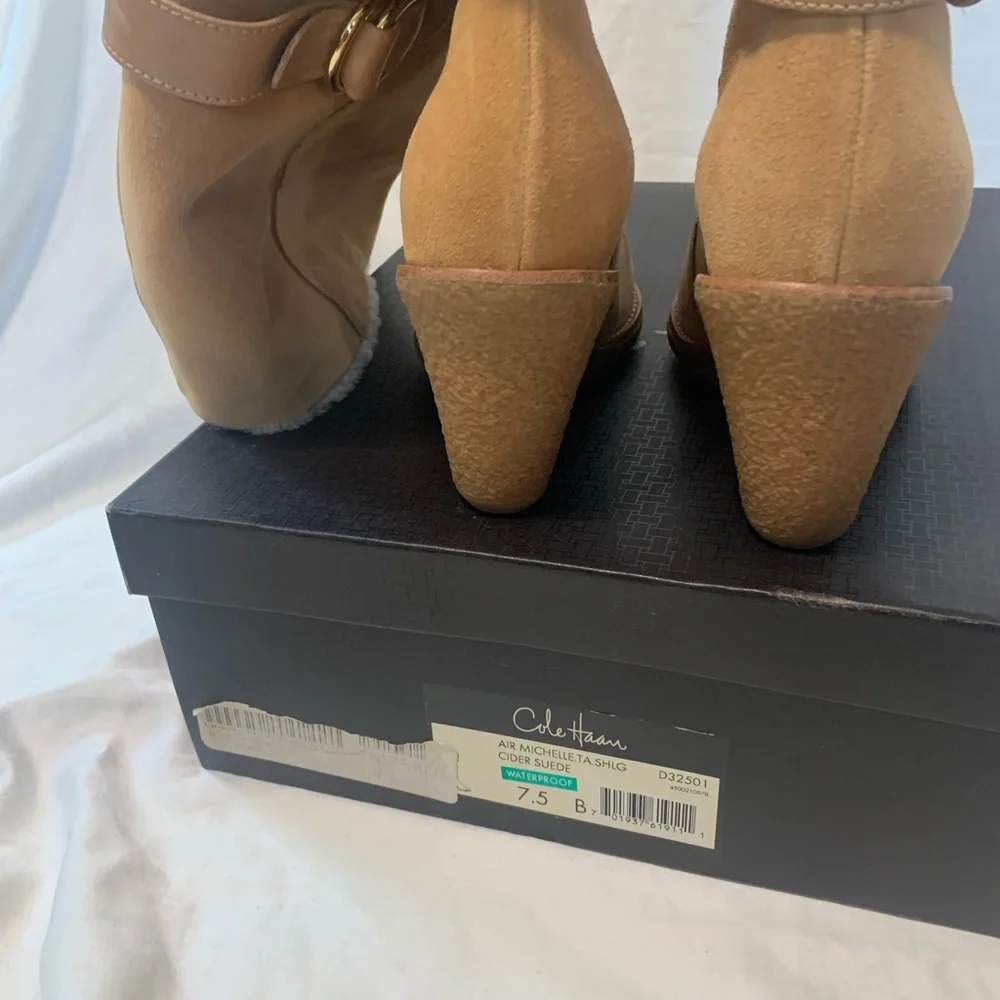 Cole Haan Women's Tall Wedge Suede Boots in Tan Size 7 1/2